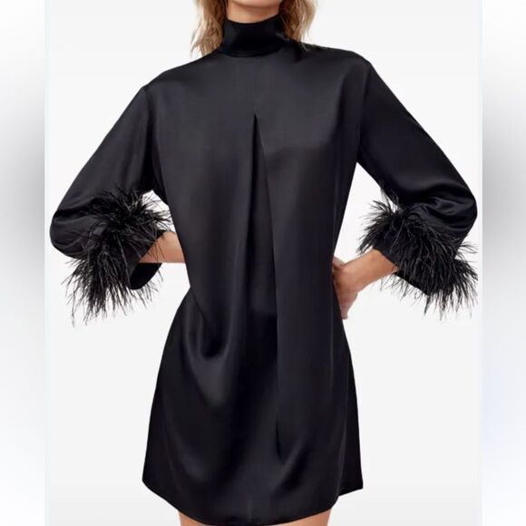 Sleeper Party Shirt Dress with Detachable Ostrich Feather 100% NWT $369 - Picture 9 of 11